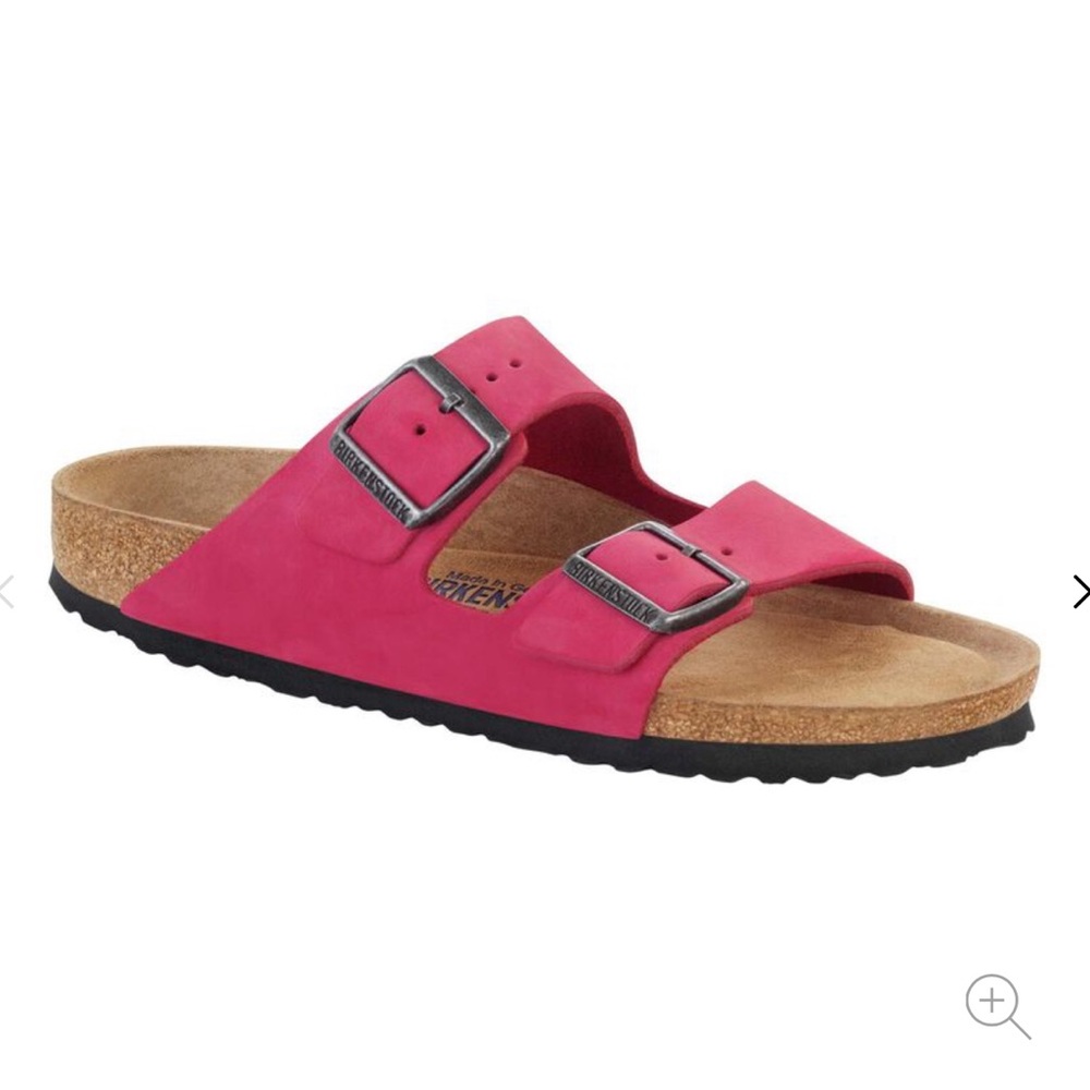 NWT Birkenstock Arizona Soft Footbed Sandal Women’s Pink Nubuck 39 Narrow Fit